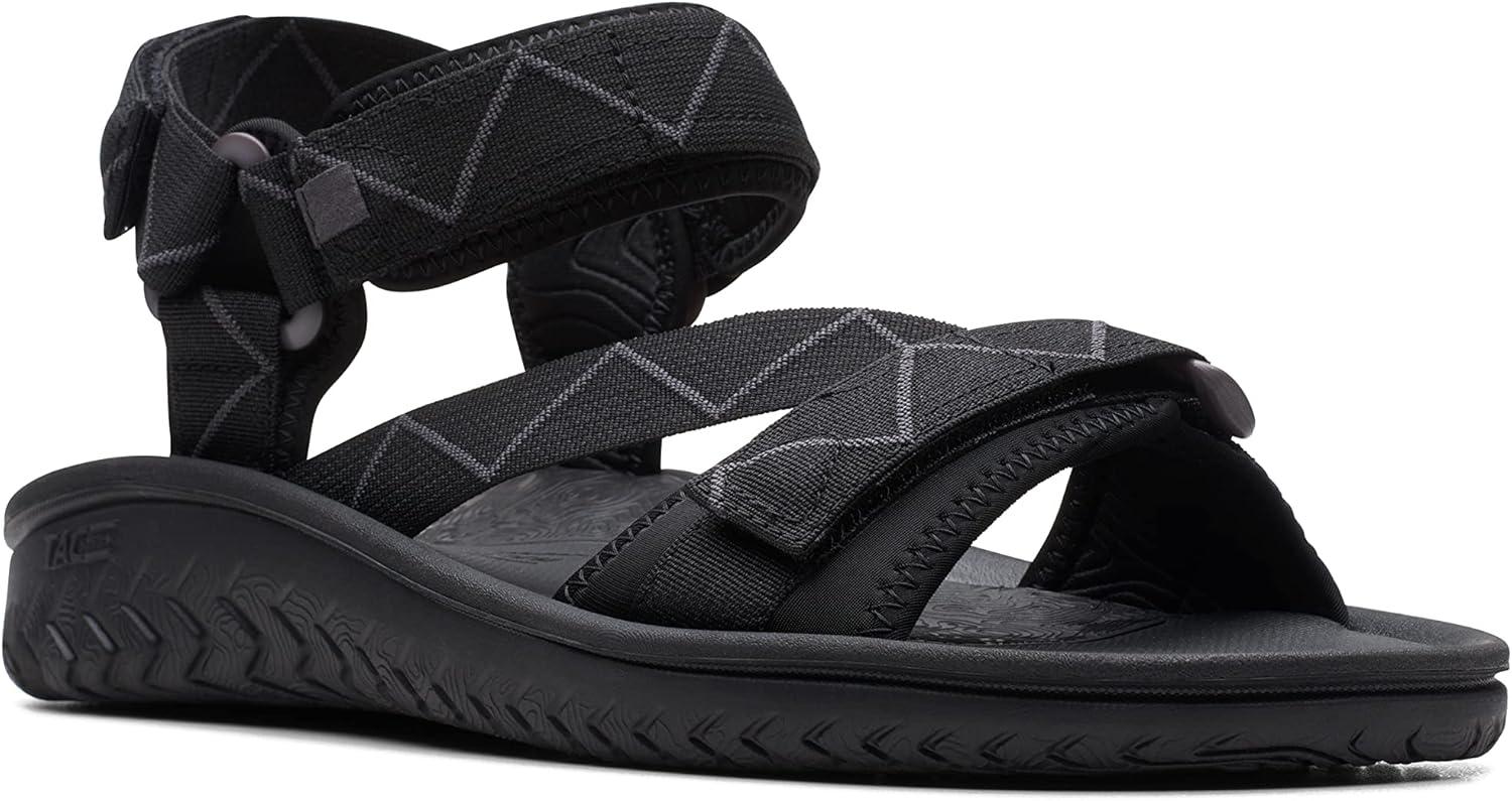 imageClarks Mens Wesley Trail Flat SandalBlack Synthetic