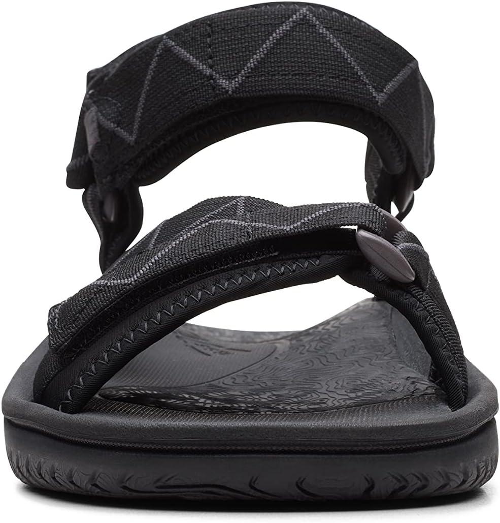 imageClarks Mens Wesley Trail Flat SandalBlack Synthetic