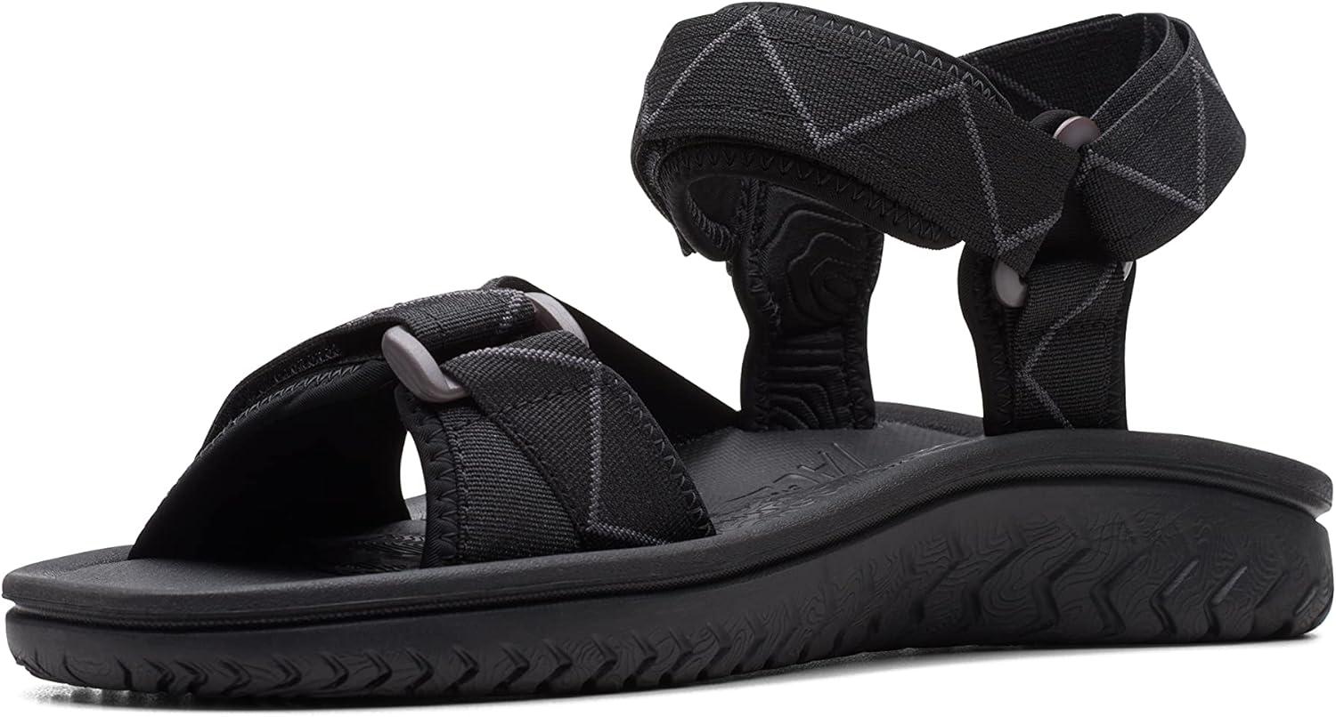 imageClarks Mens Wesley Trail Flat SandalBlack Synthetic