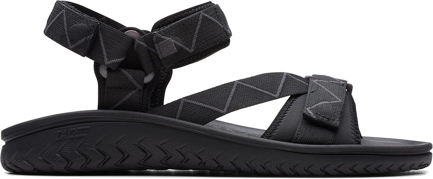 imageClarks Mens Wesley Trail Flat SandalBlack Synthetic
