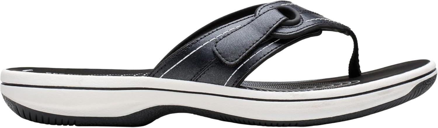 imageClarks Womens Breeze Reyna Cloudsteppers FlipFlopBlack Synthetic