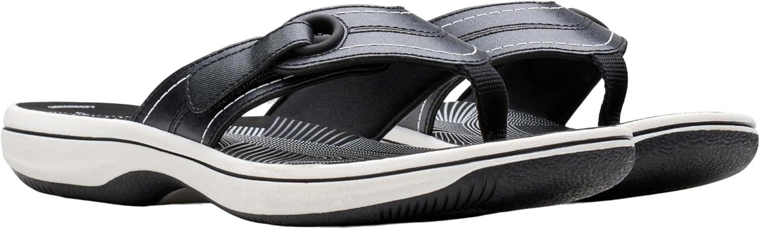 imageClarks Womens Breeze Reyna Cloudsteppers FlipFlopBlack Synthetic