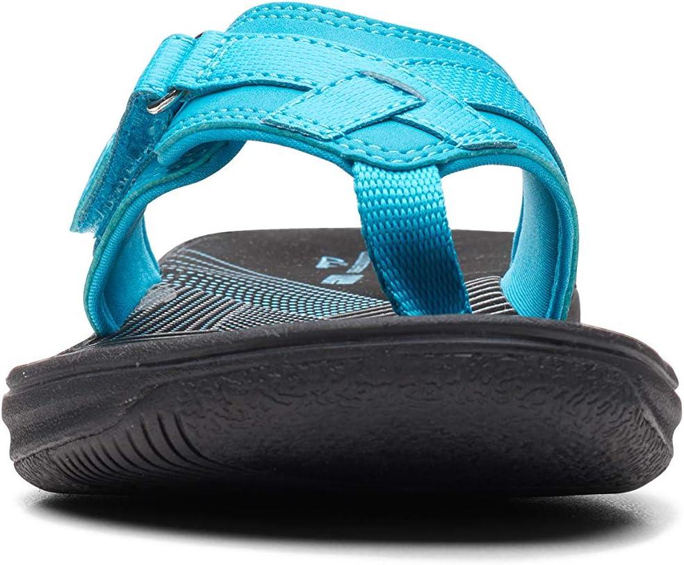 imageClarks Womens Breeze Sea FlipFlopAqua SyntheticBlack Sole
