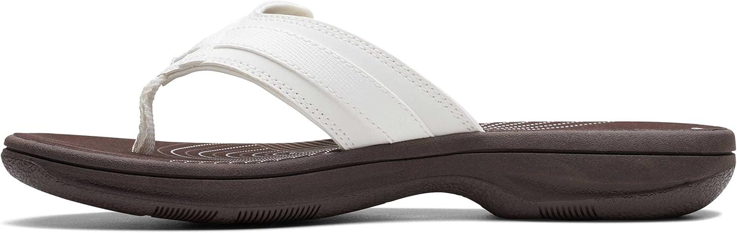 imageClarks Womens Breeze Sea FlipFlopWhite SyntheticBrown Sole