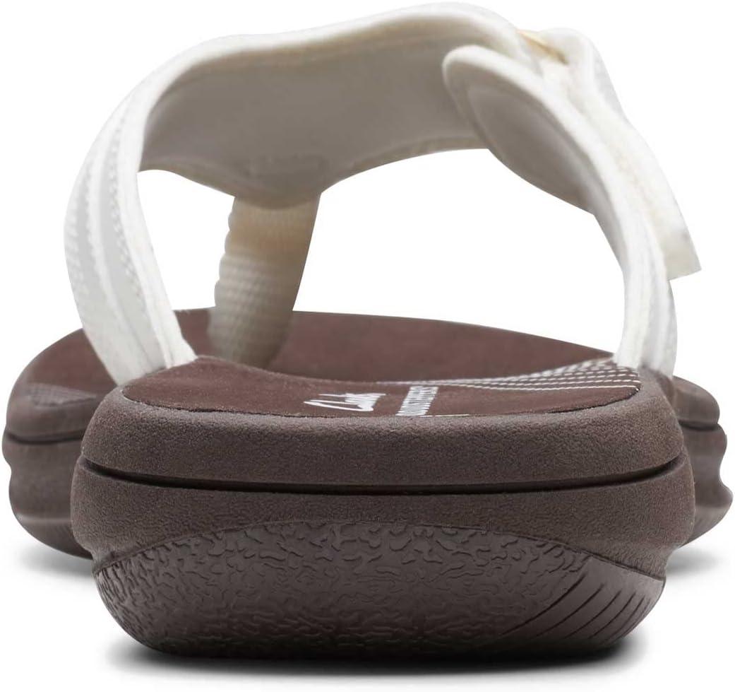 imageClarks Womens Breeze Sea FlipFlopWhite SyntheticBrown Sole