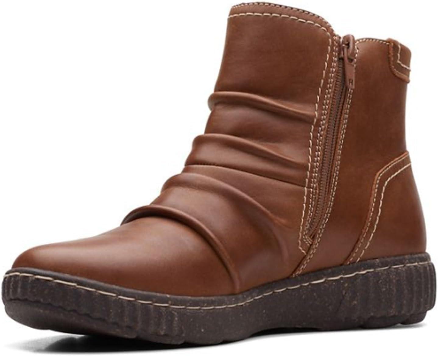 imageClarks Womens Caroline Orchid Ankle BootsDark Tan Leather