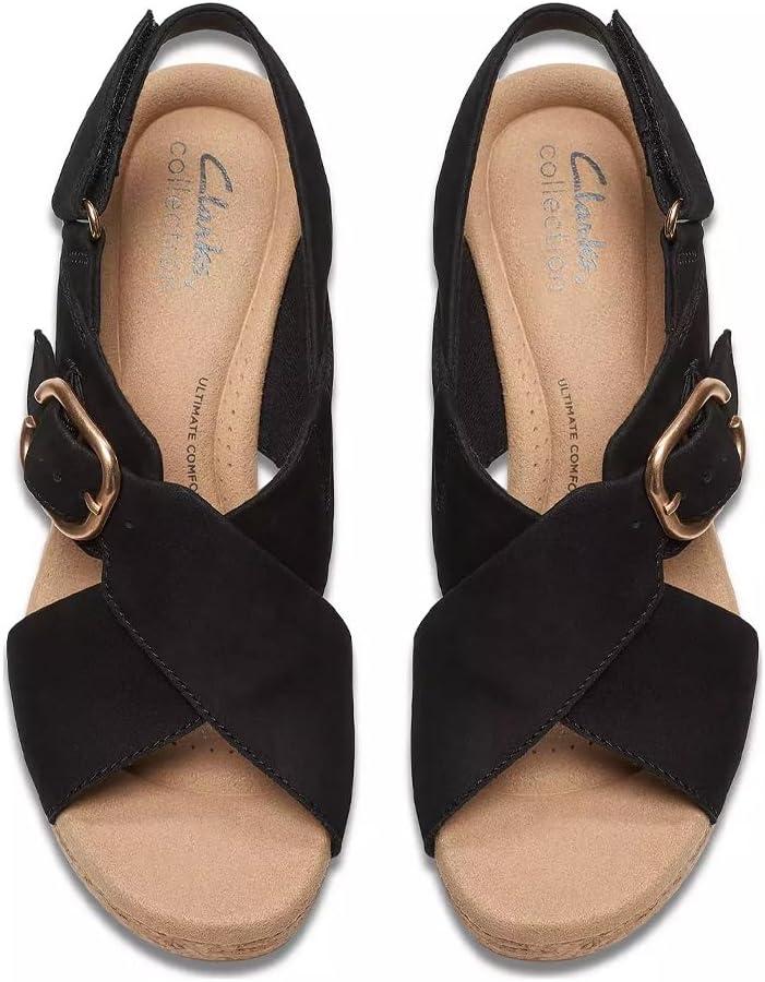 imageClarks Womens Giselle Cove Heeled SandalsBlack Nubuck