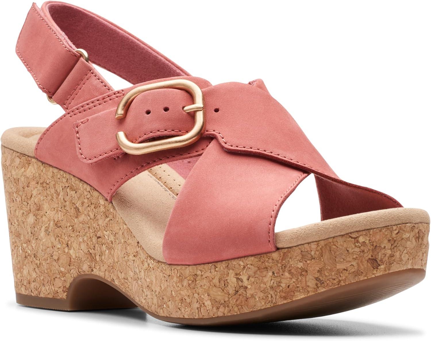 imageClarks Womens Giselle Cove Heeled SandalsBlush Nubuck