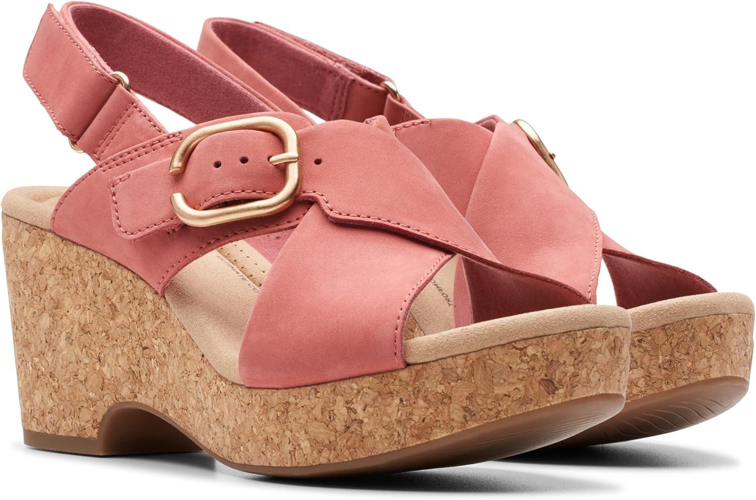 imageClarks Womens Giselle Cove Heeled SandalsBlush Nubuck