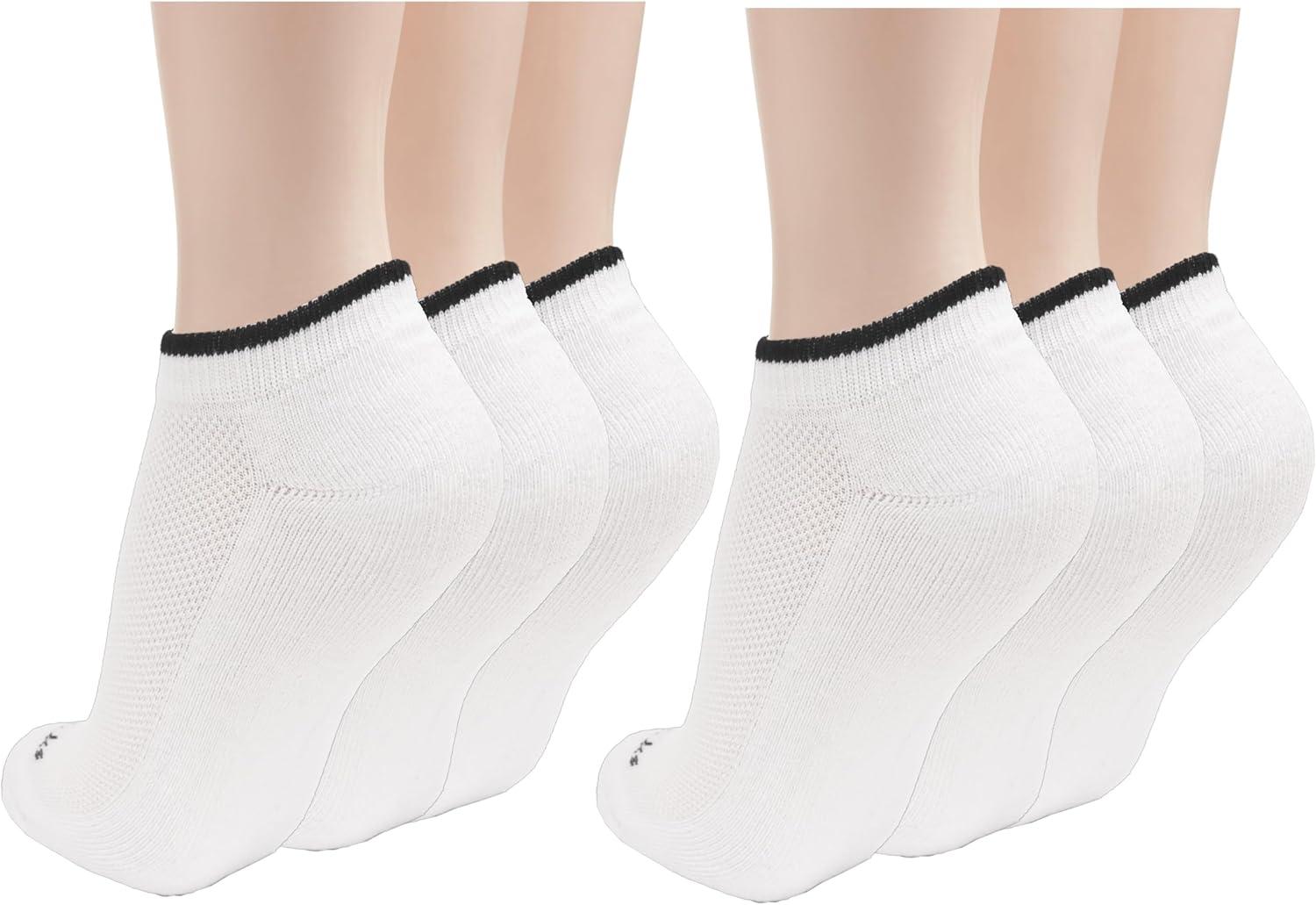 imageClarks Womens Half Cushion Low Cut Socks 6 Pair White Womens 410 Shoe