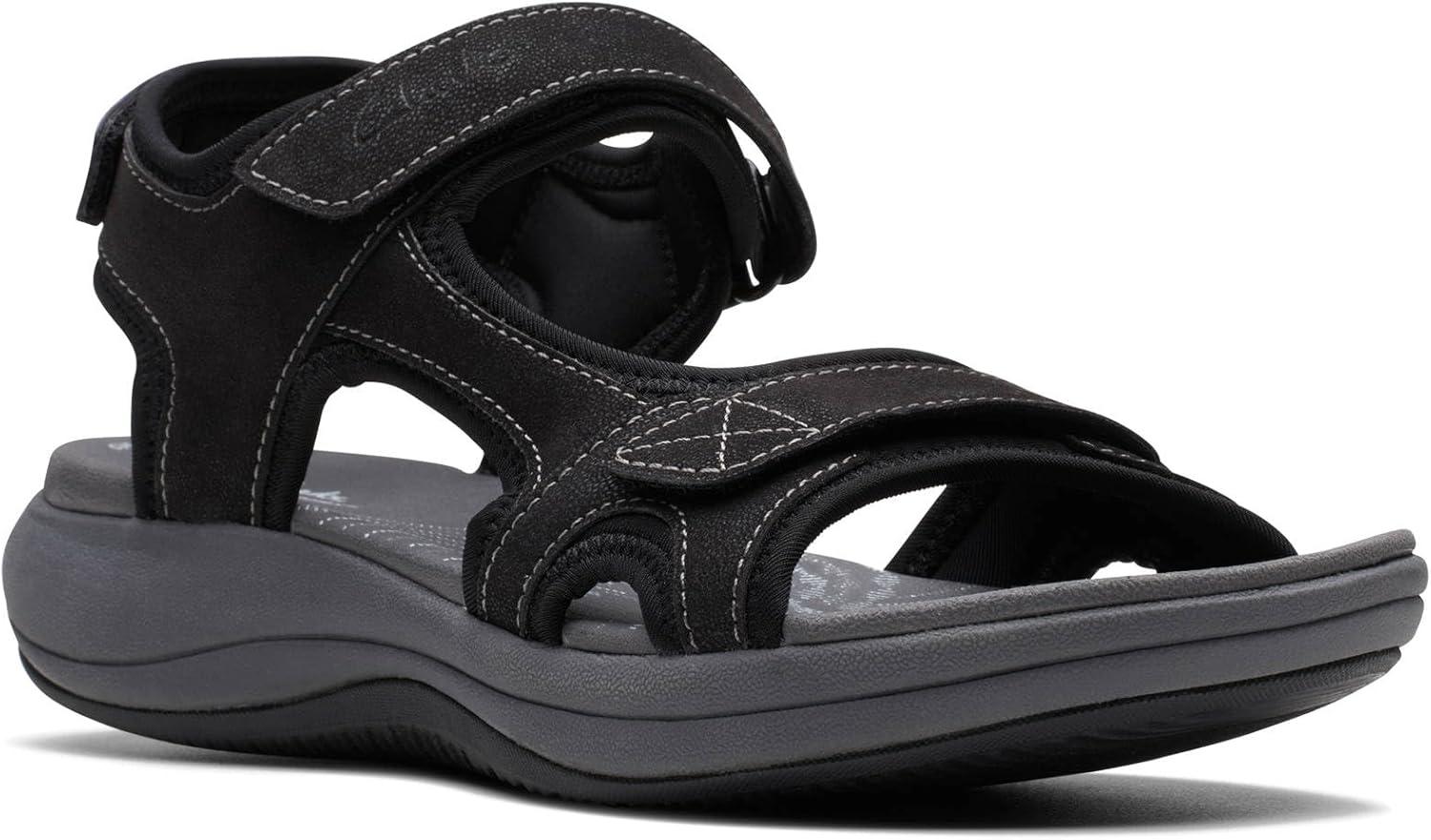 imageClarks Womens Mira Bay Flat SandalsBlack Textile