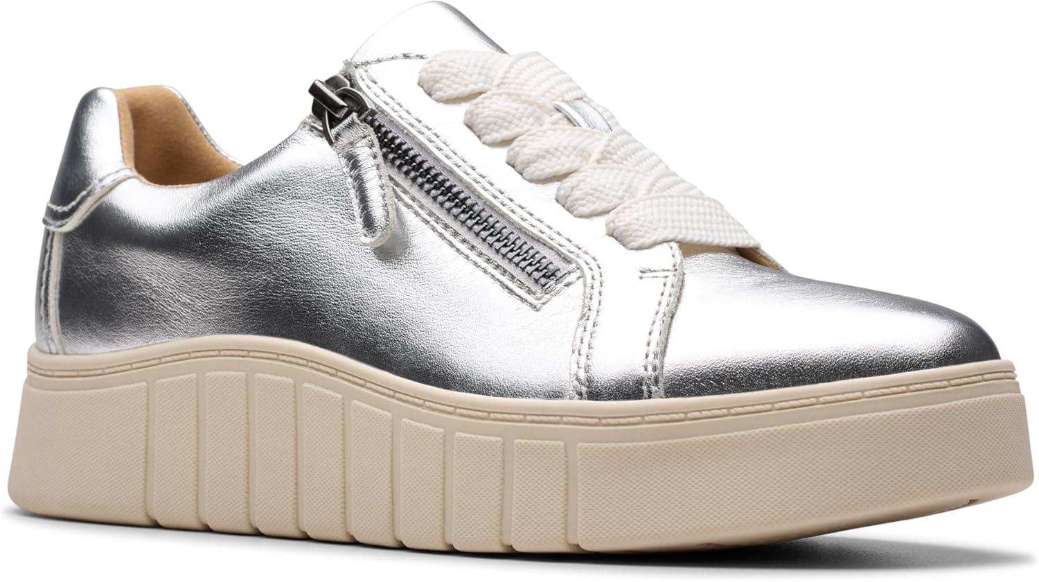 imageClarks Womens Mykah Joy SneakerSilver Leather