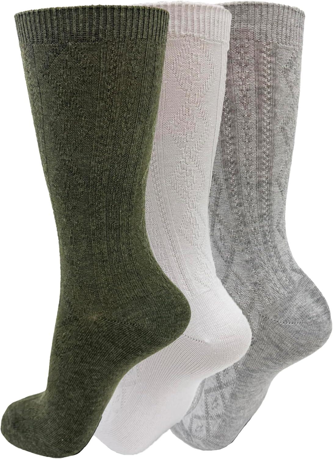 imageClarks Womens Textured Crew Socks 3 Pair LtGreyWhiteOlive Womens 410 Shoe
