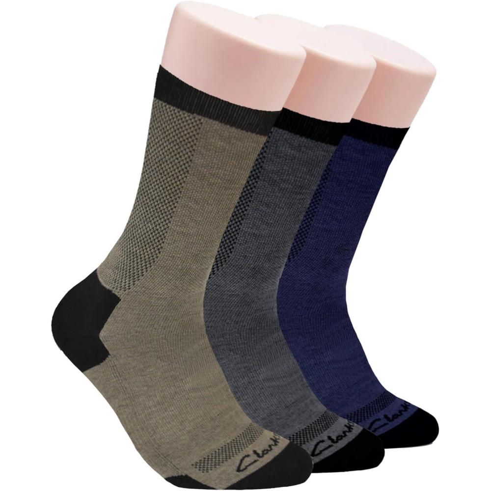 imageClarks Mens Casual Half Cushion Crew Sock with Air Channel 3 Pair StoneDenimCharcoal Mens 712 Shoe