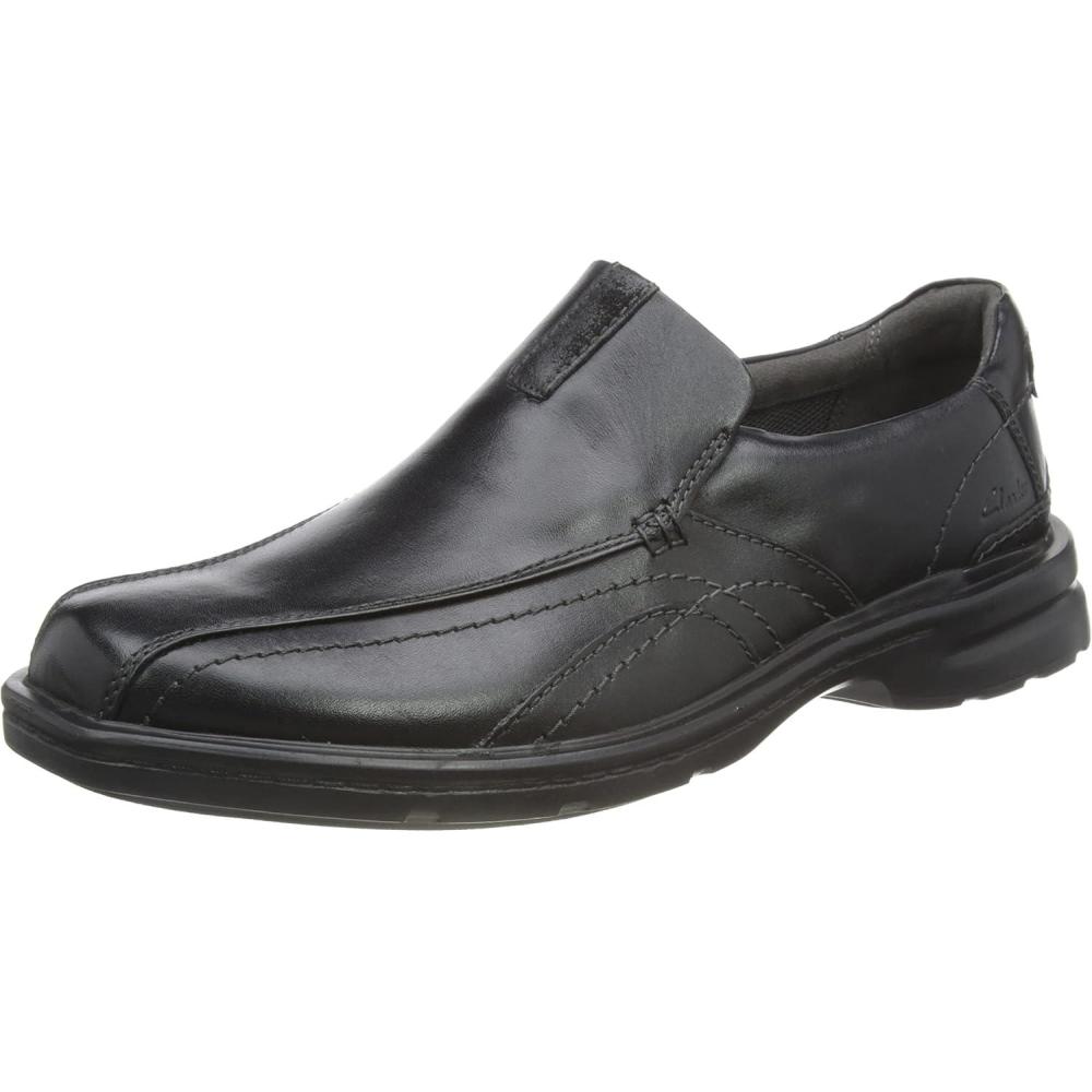 imageClarks Mens Gessler Step LoafersBlack Black Leather