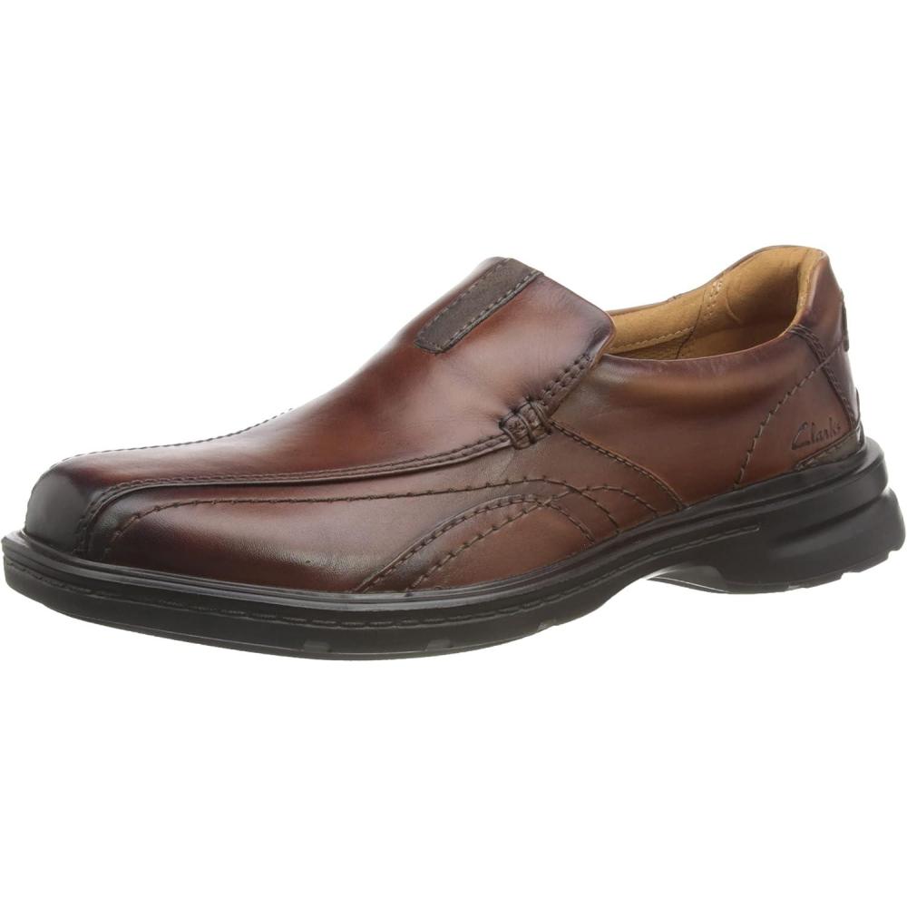 imageClarks Mens Gessler Step LoafersDark Tan Lea