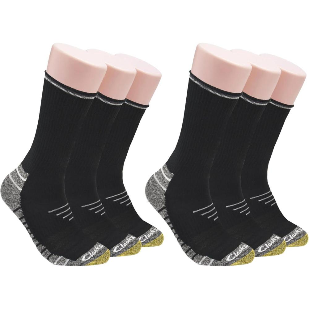 imageClarks Mens Sport Half Cushion Crew Socks 6 Pair Black Mens 712 Shoe