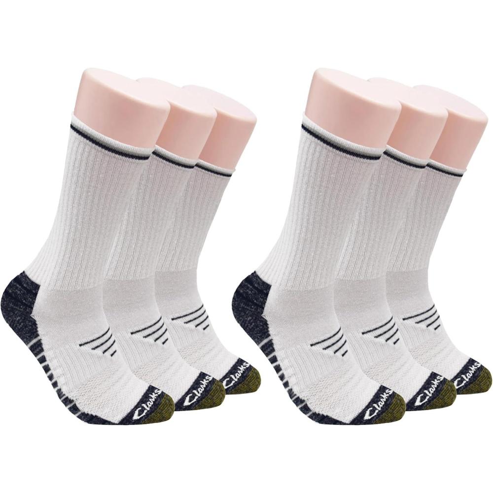 imageClarks Mens Sport Half Cushion Crew Socks 6 Pair White Mens 712 Shoe