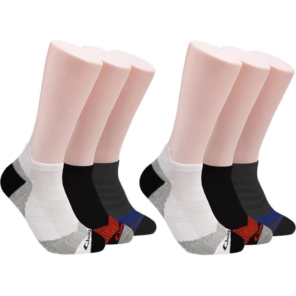 imageClarks Mens Sport Half Cushion Low Cut Tab Socks 6 Pair Multicolor Mens 712 Shoe