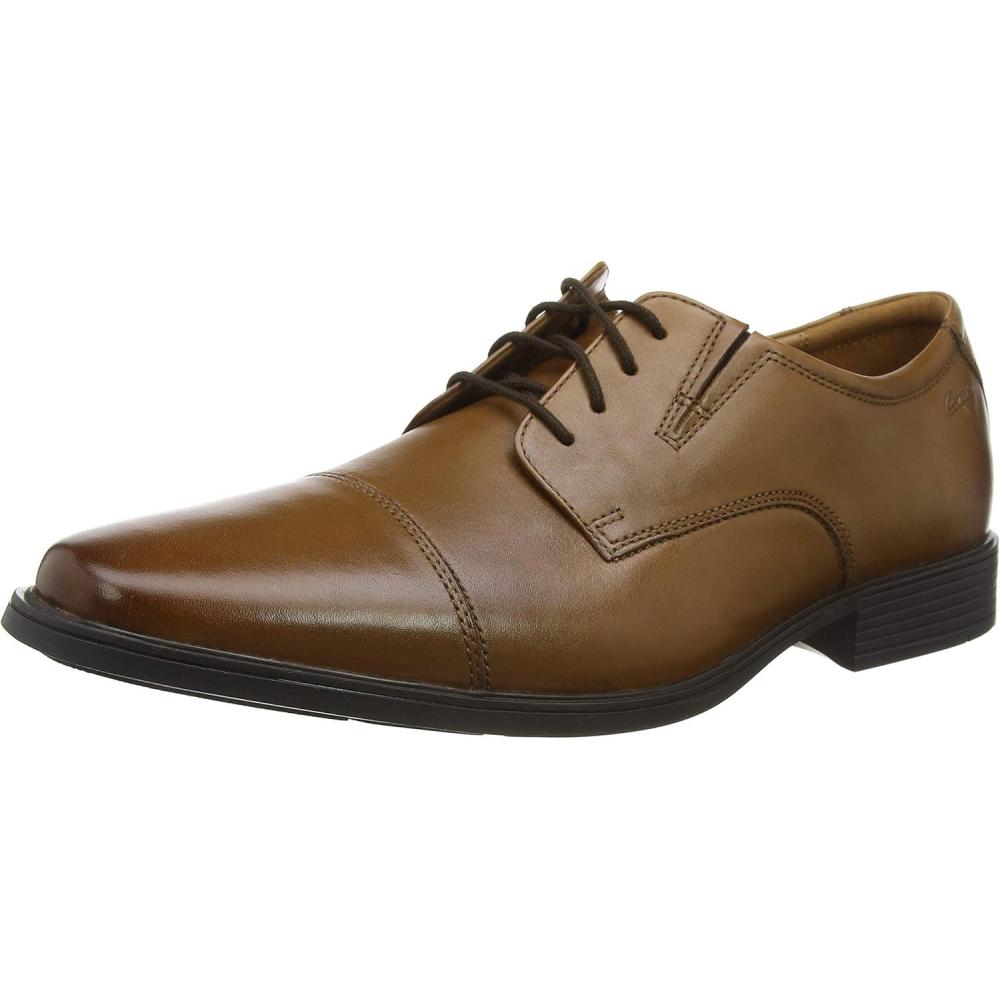 imageClarks Mens Tilden Cap Oxford ShoesDark Tan Lea