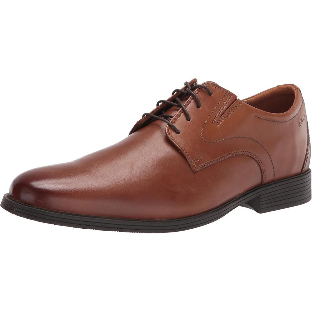 imageClarks Mens Whiddon Plain Toe OxfordDark Tan Leather