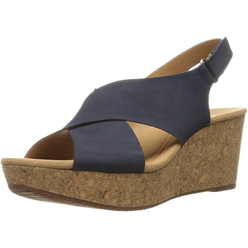 imageClarks Womens Annadel Eirwyn Wedge SandalNavy Nubuck
