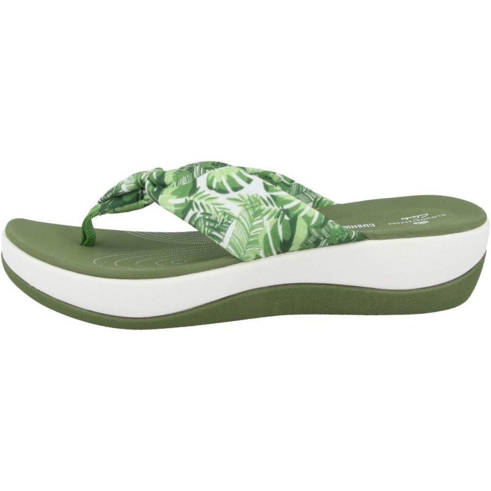 imageClarks Womens Arla Glison Flip FlopWhite Textile W Green Palms