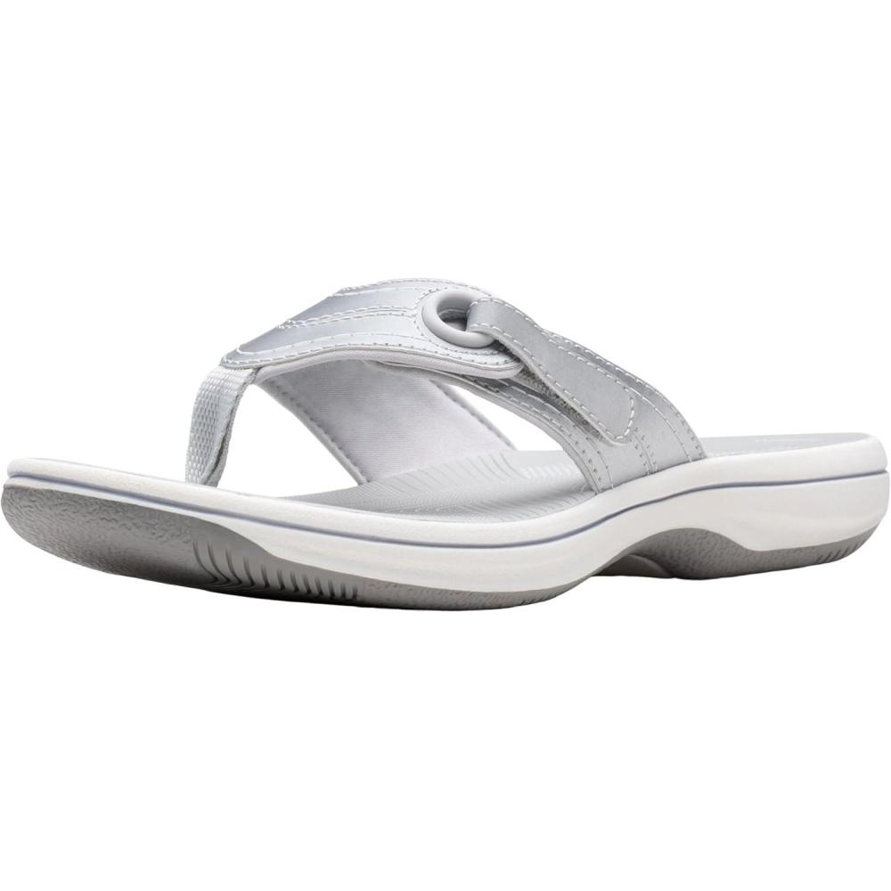 imageClarks Womens Breeze Reyna Cloudsteppers FlipFlopSilver Synthetic