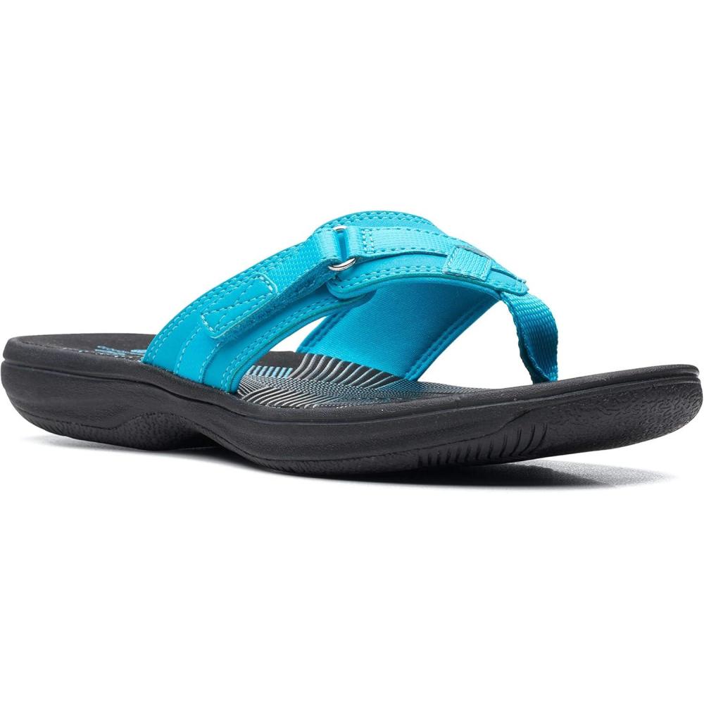 imageClarks Womens Breeze Sea FlipFlopAqua SyntheticBlack Sole
