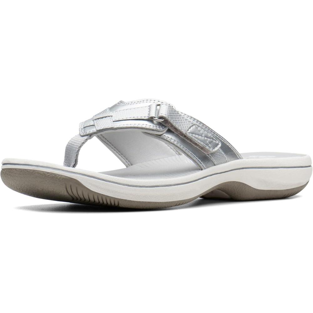 imageClarks Womens Breeze Sea FlipFlopSilver Synthetic