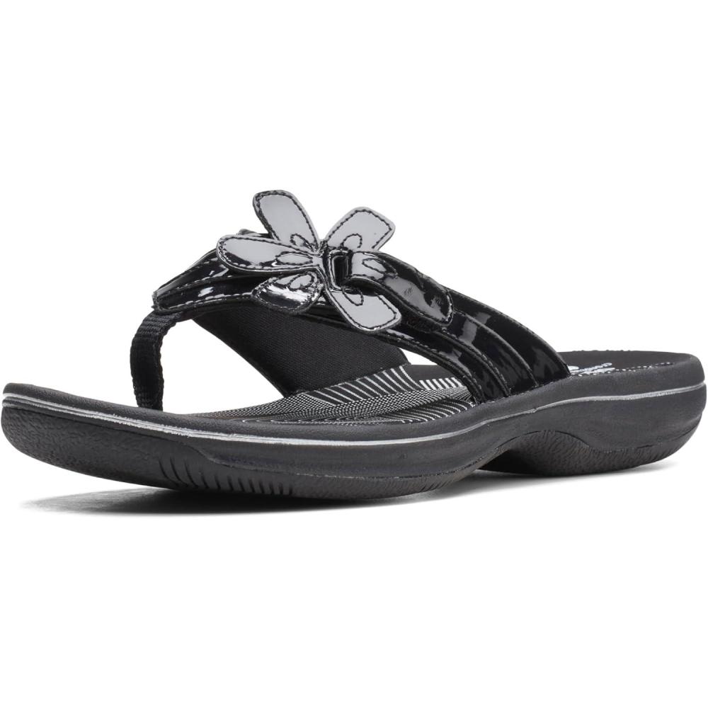 imageClarks Womens Brinkley Flora Cloudsteppers FlipFlopsBlack Patent