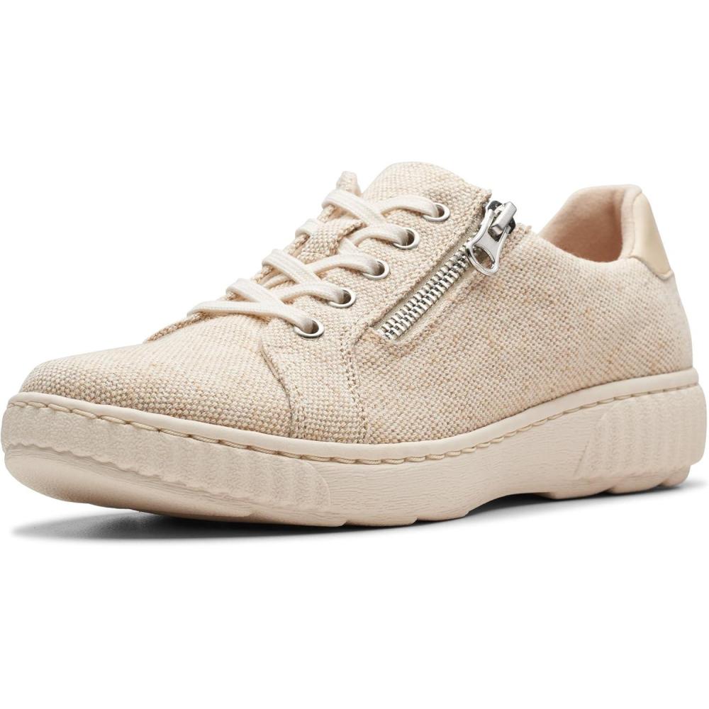 imageClarks Womens Caroline Echo Canvas Side Zip Fashion SneakerNatural Textile