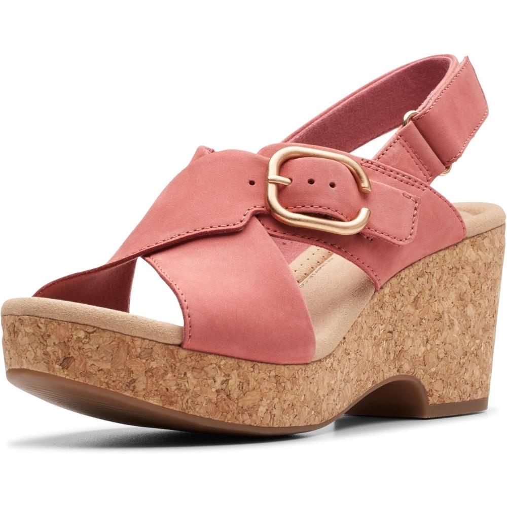 imageClarks Womens Giselle Cove Heeled SandalsBlush Nubuck