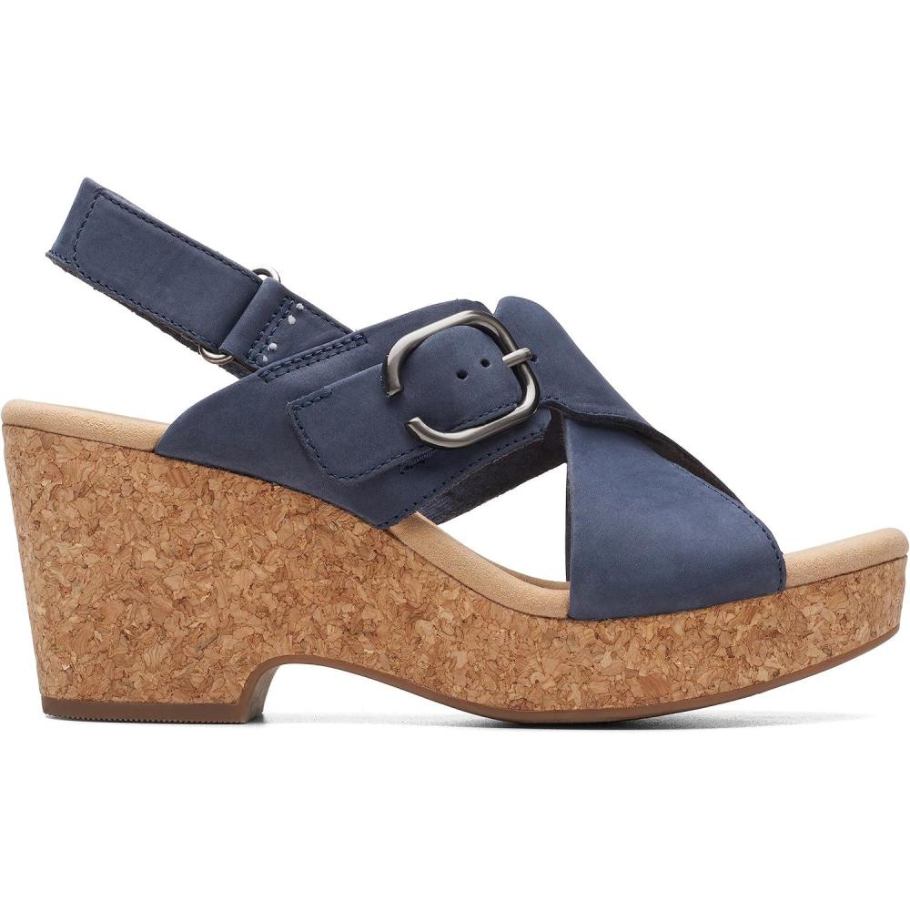 imageClarks Womens Giselle Cove Heeled SandalsNavy Nubuck