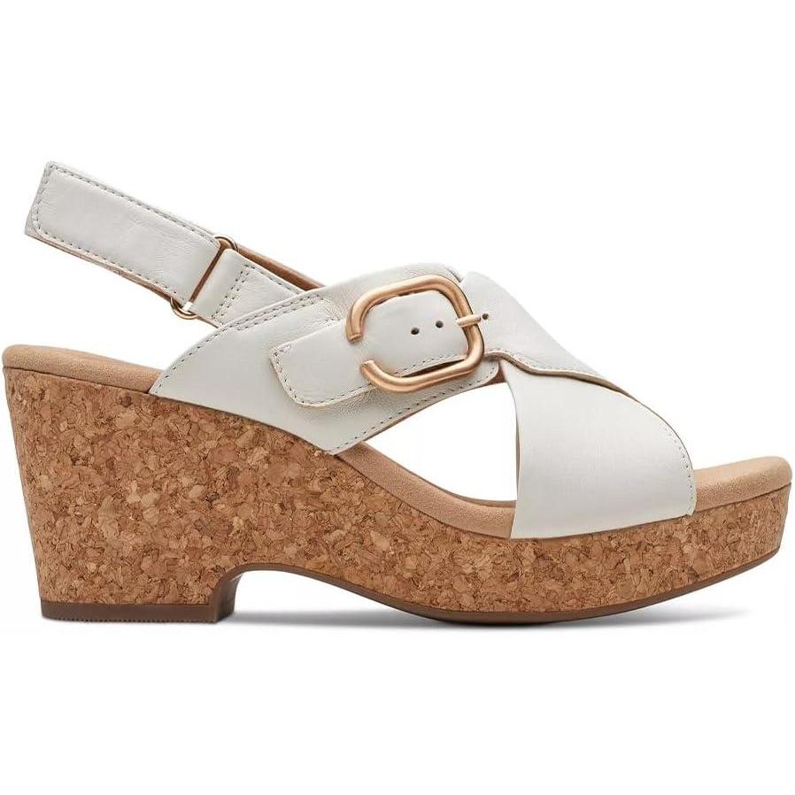 imageClarks Womens Giselle Cove Heeled SandalsOff White Leather