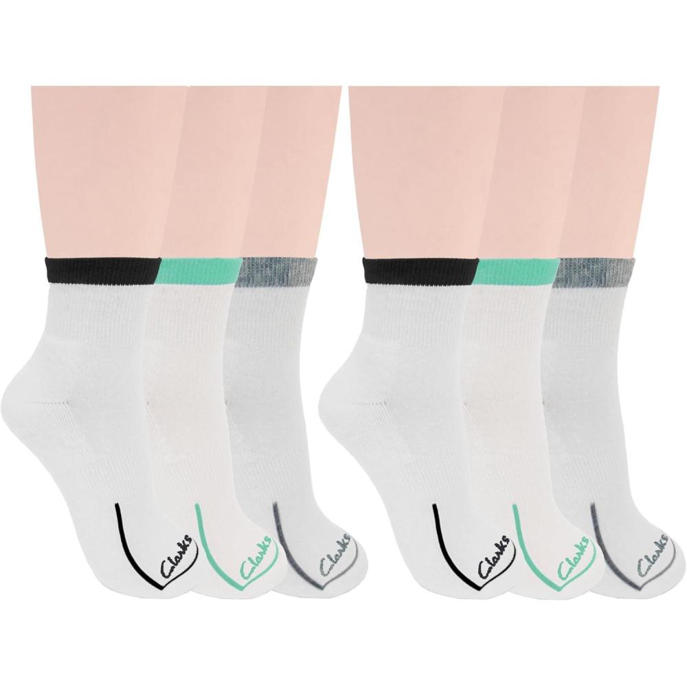 imageClarks Womens Half Cushion Anklet Socks 6 Pair White Womens 410 Shoe
