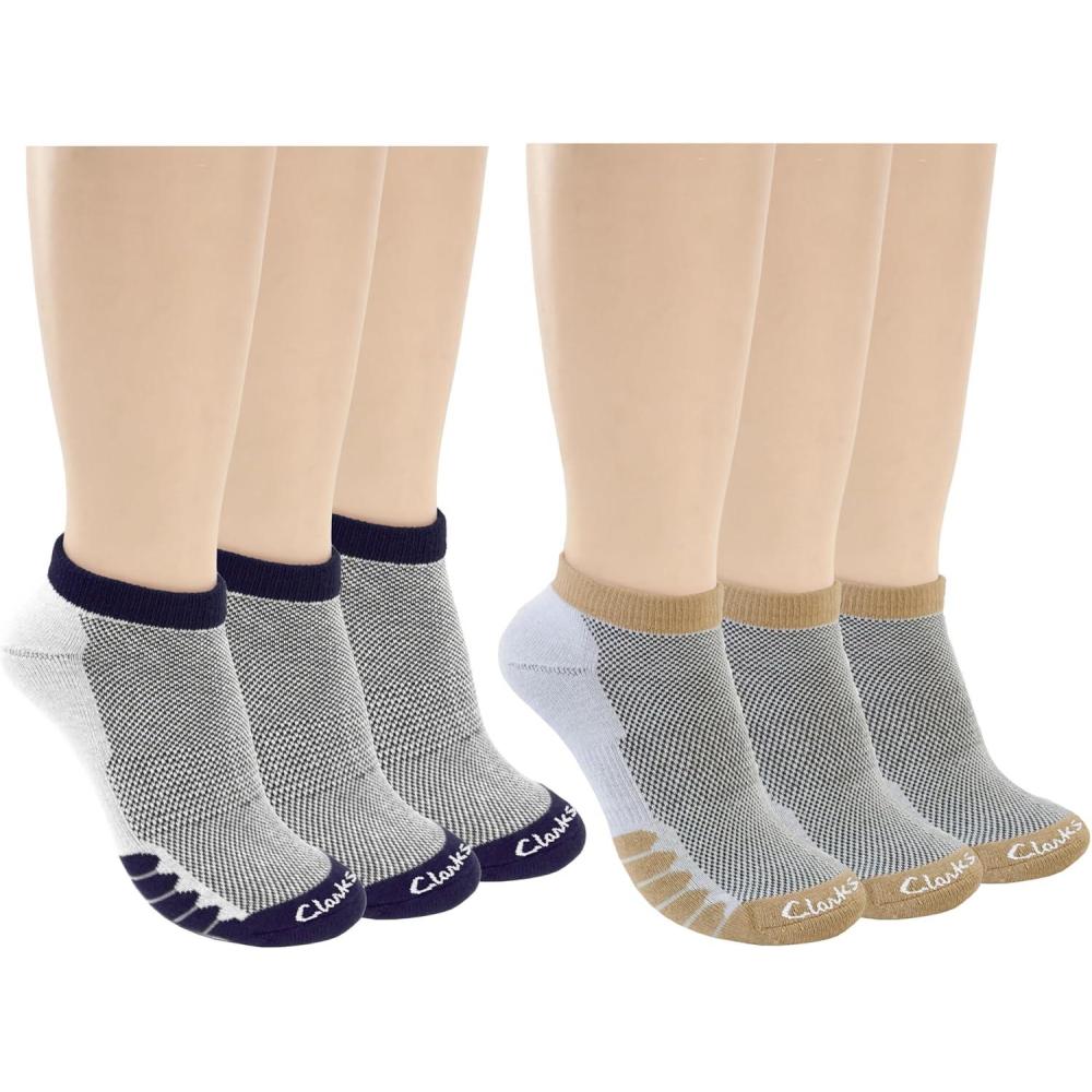 imageClarks Womens Half Cushion Low Cut Socks 6 Pair Multicolor Womens 410 Shoe