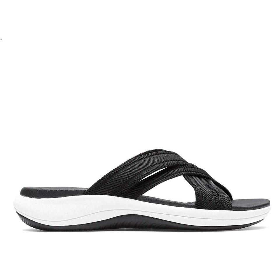 imageClarks Womens Roseville Bay Flat SandalsBlack Textile