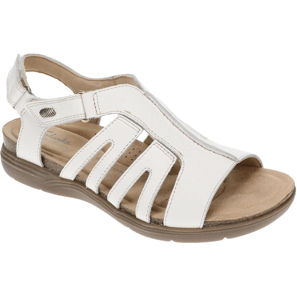 imageClarks womens April BelleFlat SandalWhite Leather