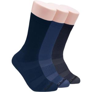 Clarks Men’s Casual Half Cushion Crew Sock with Air Channel 3 Pair, Navy/Denim/Charcoal, Men’s 7-12 Shoe