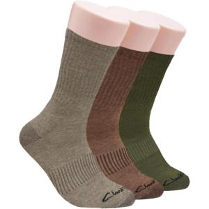 Clarks Men’s Casual Half Cushion Crew Socks with Fine Rib Welt 3 Pair, Multicolour, Men’s 7-12 Shoe