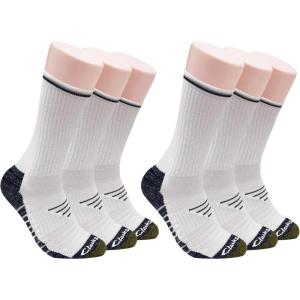 Clarks Men’s Sport Half Cushion Crew Socks 6 Pair, White, Men’s 7-12 Shoe
