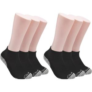 Clarks Men’s Sport Half Cushion Low Cut Socks 6 Pair, Black, Men’s 7-12 Shoe