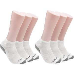 Clarks Men’s Sport Half Cushion Low Cut Socks 6 Pair, White, Men’s 7-12 Shoe