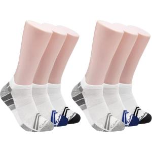 Clarks Men’s Sport Half Cushion Low Cut Tab Socks 6 Pair, White, Men’s 7-12 Shoe