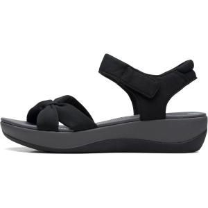Clarks Women’s Ankle Strap Athletic Sandals(Black Textile)