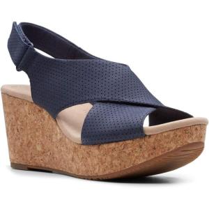 Clarks Women’s Annadel Eirwyn Wedge Sandal(Blue Navy Suede Navy Suede)