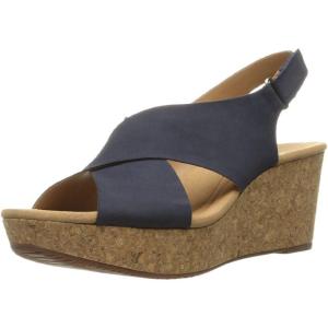 Clarks Women’s Annadel Eirwyn Wedge Sandal(Navy Nubuck)