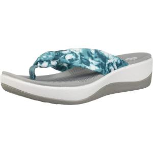 Clarks Women’s Arla Glison Flip Flop(Aqua Floral Textile)