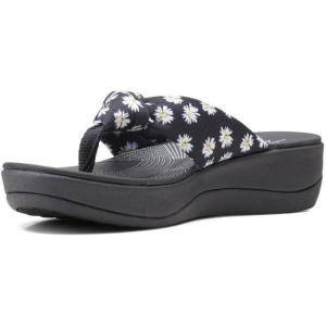 Clarks Women’s Arla Glison Flip Flop(Black Floral Print)